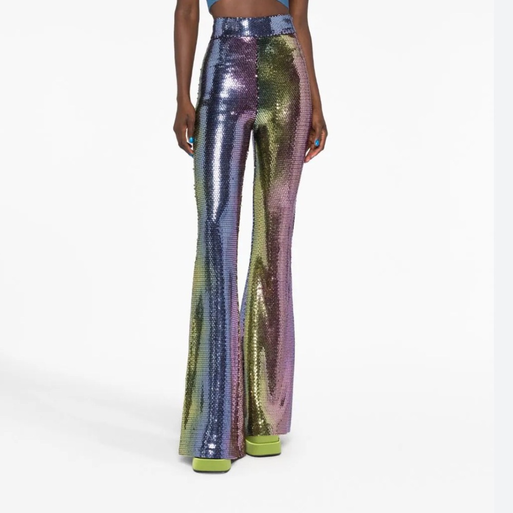 Rock & Roll Multicolor Sequin Flare Pants 6